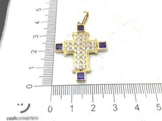crucifijo oro 18k con piedra con circonita