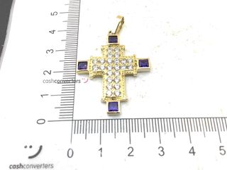 crucifijo oro 18k con piedra con circonita