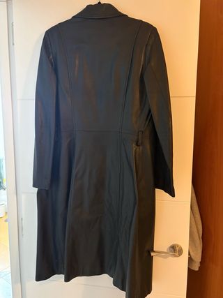 Gabardina de cuero F&Co negra mujer vintage