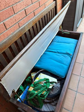 Banco baúl madera teca exterior