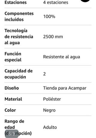 Tienda de campaña 2 personas