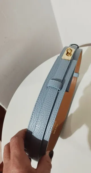 Cintura vera pelle Made in Italy colore Celeste