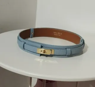 Cintura vera pelle Made in Italy colore Celeste