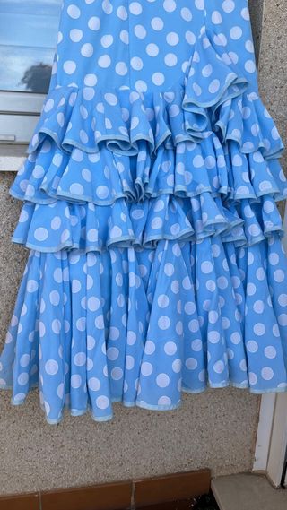 Traje Flamenca Lunares Azul Talla S