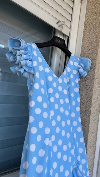 Traje Flamenca Lunares Azul Talla S