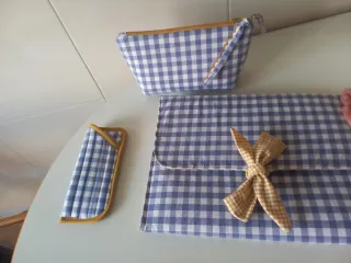 Funda tablet iPad cuadros vichy hecha a mano