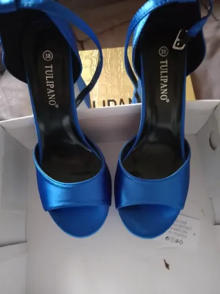 Sandali Tulipano tacco alto blu tg 38