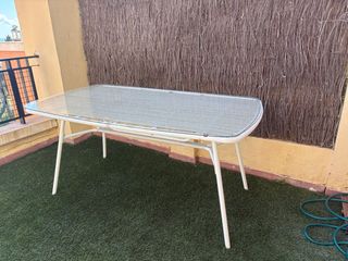 Mesa de terraza cristal y metal