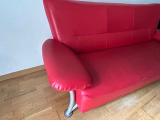 Divano Vintage Rosso Pelle Sintetica