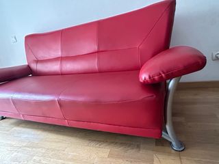 Divano Vintage Rosso Pelle Sintetica