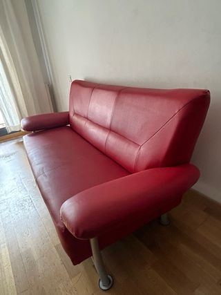 Divano Vintage Rosso Pelle Sintetica