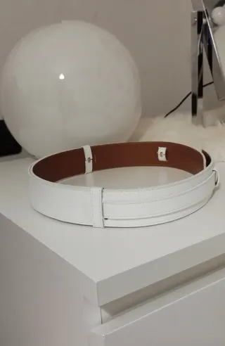 Cintura vera pelle Made in Italy colore bianco