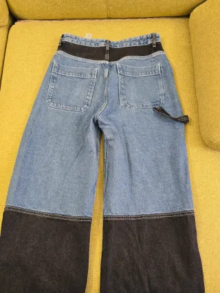 Pantalones vaqueros patchwork bicolor