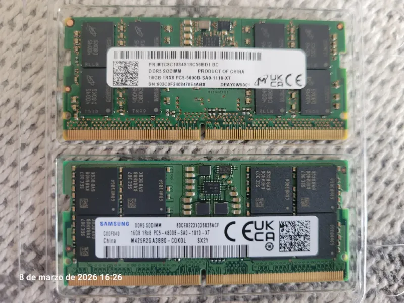 2x Samsung DDR5 SODIMM 16GB RAM