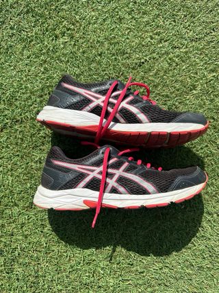 Zapatillas ASICS Mujer Talla 40.5 Negras/Rojas