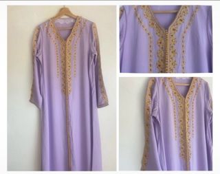 Kaftán Marroquí Bordado Morado Talla Única