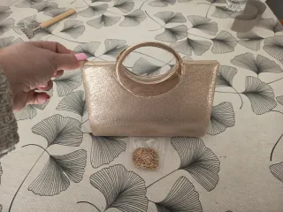 Bolso de mano fantasía dorado y plateado