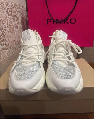 Zapatillas Pinko Cristales Blancas Talla 39