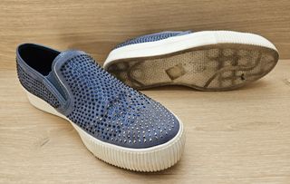 Zapatillas Slip-on Mujer Brillantes Azul/Plata