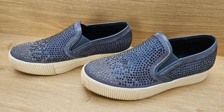 Zapatillas Slip-on Mujer Brillantes Azul/Plata
