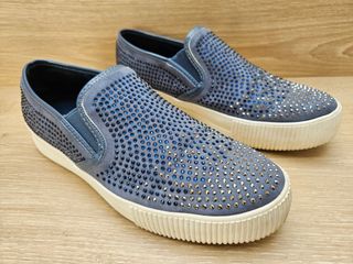 Zapatillas Slip-on Mujer Brillantes Azul/Plata