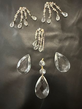 Cristal roca lágrimas antigua tallada deco joyas