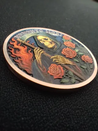Moneda Memento Mori Calavera y Rosas
