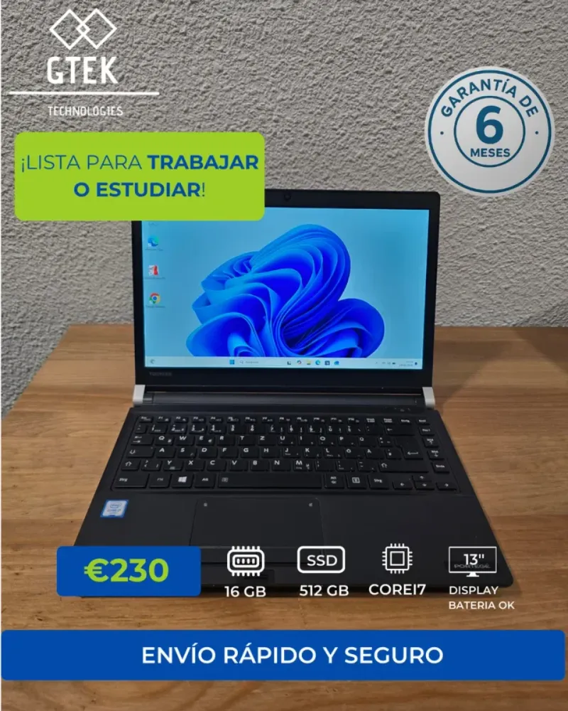 Toshiba Portege i7 | 512GB SSD 16GB RAM | Huella