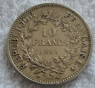 Francia 10 Franchi 1968 Argento XF