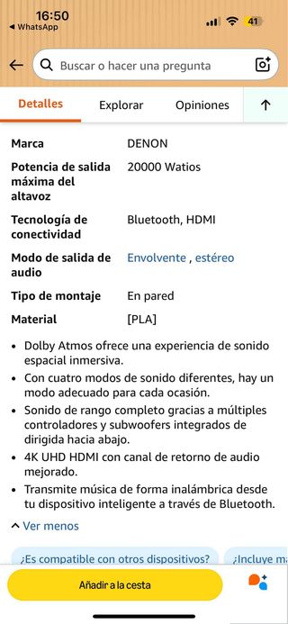 Barra de Sonido Denon Negra