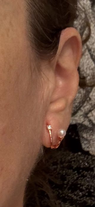 Pendientes Oro Rosa y Plata con Perlas