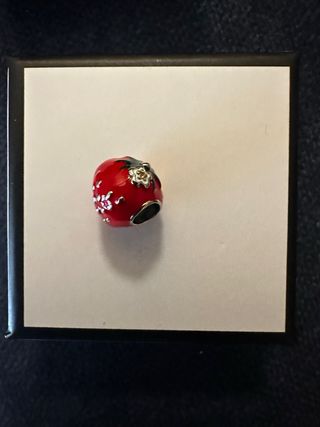 Charm de fresa rojo y plateado