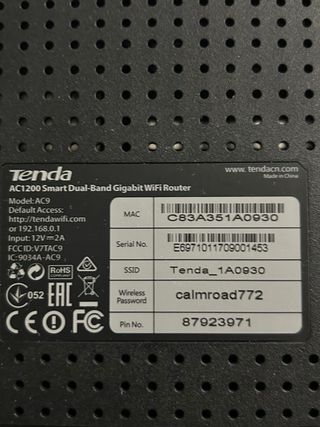 Router Tenda AC1200 Doble Banda. SIN CARGADOR