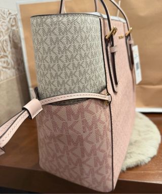 Bolso Tote Michael Kors Grande Rosa/Beige Nuevo