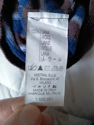 Pullover Uomo 100% Lana Blu/Marrone