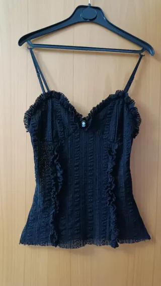 2 Camisetas Negras Encaje Talla S a 2€ cada una