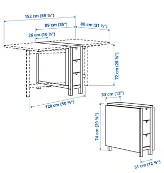 Mesa abatible blanca con cajones