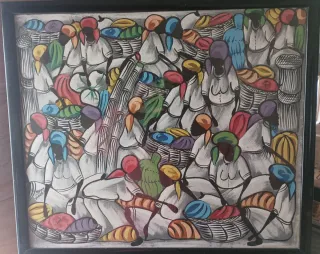 Quadro Yvon Severin Scene di Mercato
