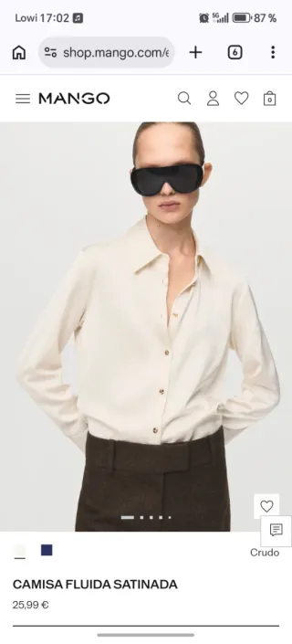 Camisa fluida satinada Mango beige