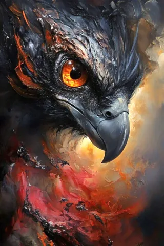 Poster Corvo Arrabbiato con Occhi Arancioni