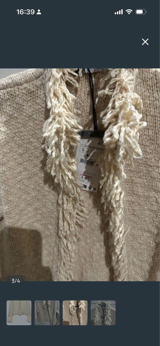 Chaqueta Zara Beige con Flecos
