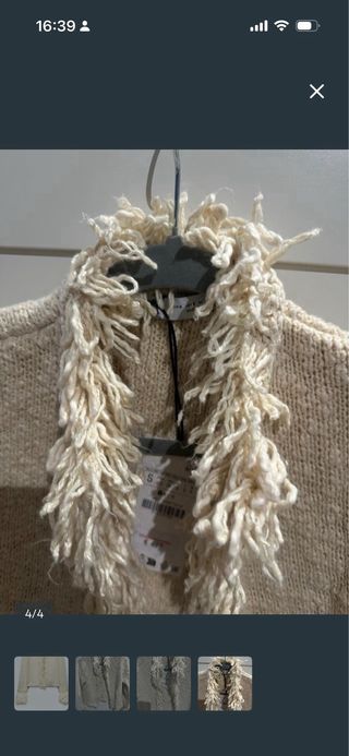 Chaqueta Zara Beige con Flecos
