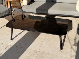 Conjunto de jardín 2 sillones y sofá negro