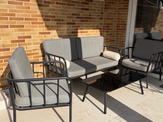 Conjunto de jardín 2 sillones y sofá negro