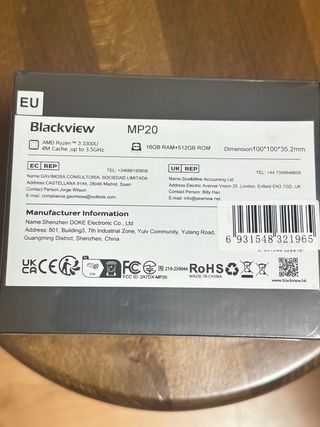 Blackview MP20 Mini PC 16GB + 512GB – Nuevo