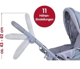 Carrito de muñecas gris con estrellas