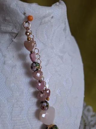 Braccialetto cuori pietra naturale e cloisonné