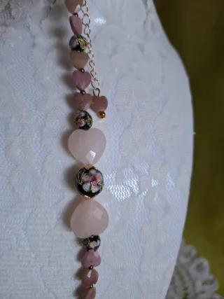 Braccialetto cuori pietra naturale e cloisonné