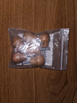 Pack 6 pomos madera muebles