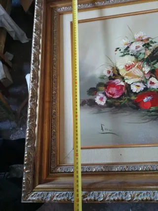 Cuadro flores cesta pintado